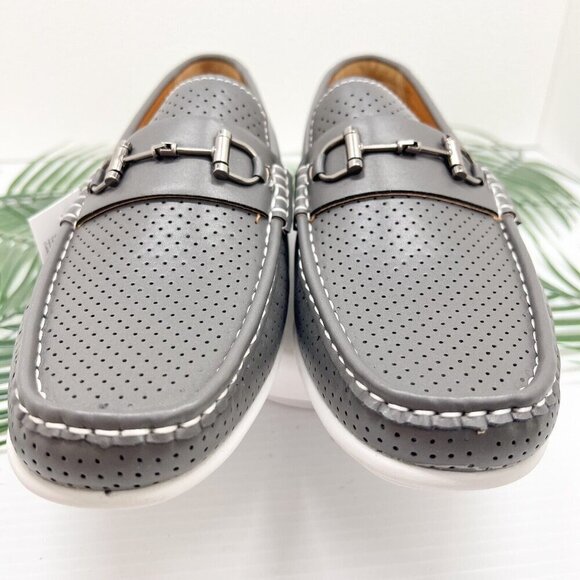 Aston Marc Men's Grey Perforated Moccasin Toe Driving Loafers Size 11 NWB - Picture 3 of 12